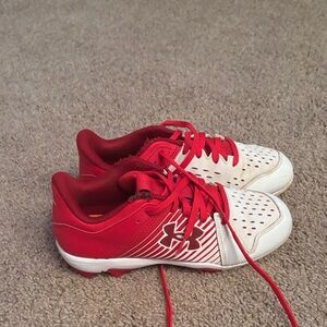 Under Armour Kids Red and White Cleats size 4.5 youth